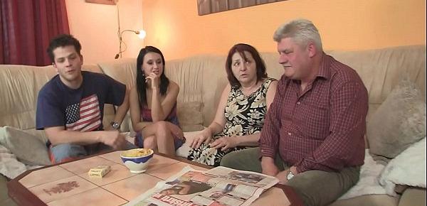  Meeting with his old parents leads to taboo threesome sex
